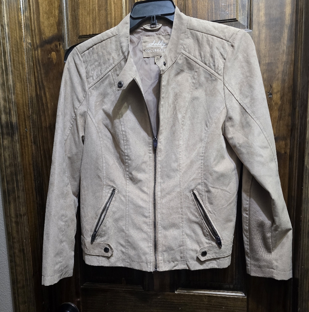 Sebby Faux Suede Moto Jacket  Camel Color Biker Jacket